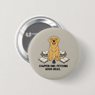 Tolle Ideen holen Golden Retriever Writers Buch Button