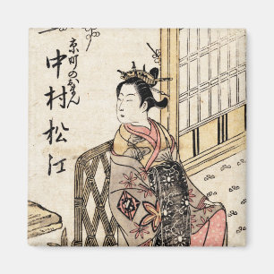 Tolle japanische Vintage-Ukiyo-e-Dame und Kind Magnet