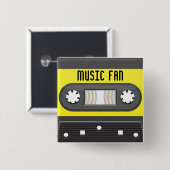 Tolle Kassette der Musik mit Regenbogenbandknopf Button (Vorne & Hinten)