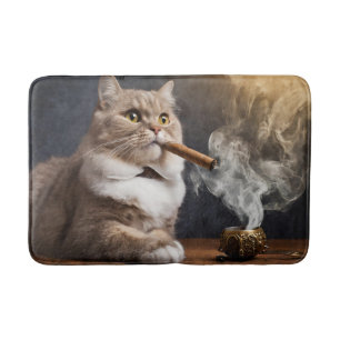 Tolle Katze raucht Zigarre Badezimmer Matte! Badematte