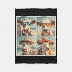 Tolle Kühe mit Sonnenbrille Strand Kuh Tiere Urlau Fleecedecke