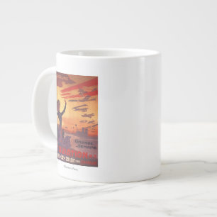 Tolle Luftfahrtwoche - Frau winkt mit Poster Jumbo-Tasse