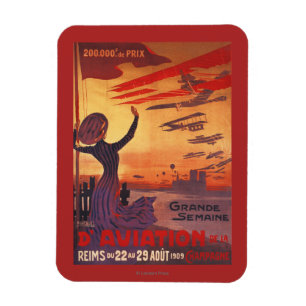 Tolle Luftfahrtwoche - Frau winkt mit Poster Magnet