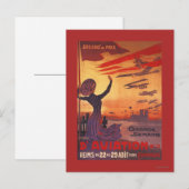 Tolle Luftfahrtwoche - Frau winkt mit Poster Postkarte (Vorne/Hinten)