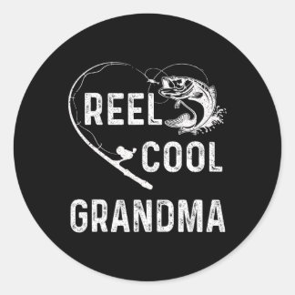 Tolle Oma Retro-Angler für Muttertag  Runder Aufkleber