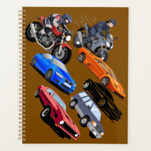 Tolle Rennwagen und Motorräder Muster Notizbuch Planer