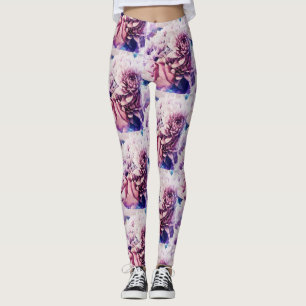 Tolle rosa Rosen-Chrysanthemen-Blumen-Leggings Leggings