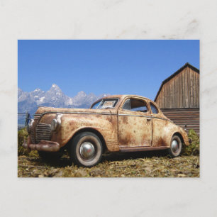 Tolle rostige alte Vintage-Schnäppchen Auto Postkarte