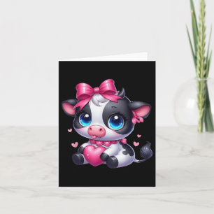 Tolle Schwarz-Weiß-Kuh mit Herz Rosa Coq Karte