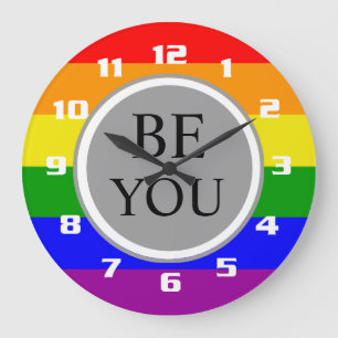 Tolle Schwulenstolzflagge Sei du selbst Große Wanduhr
