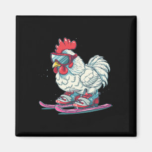 Tolle Skischuhe mit Huhn für Jungen und Mädchen Magnet