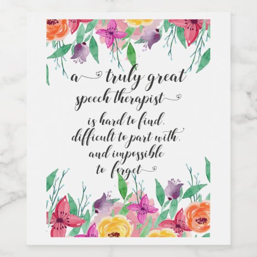 Tolle Sprachtherapeut danken SLP Geschenk Weinetikett (Einzelnes Label)