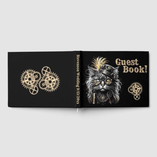 Tolle Steampunk-Katzen-Informations-Wirbelsäule Gästebuch (Voll)
