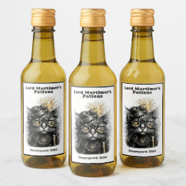 Tolle Steampunk-Katzengeschenke  Weinetikett