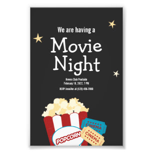 Tolle Vintage-Filmnacht-Popcorn-Einladung Fotodruck