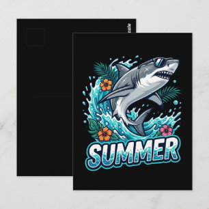 Tolle Weiße Hai springt - Sommer Tier Postkarte
