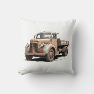 Tolle Zeichnung eines alten braunen Flatbed/Pickup Kissen