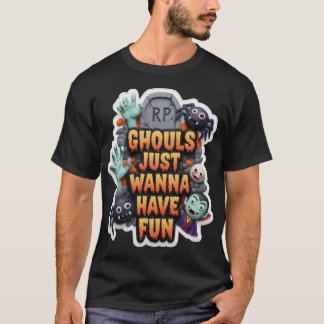 Tollende Claymation-Halloweenfiguren und Text G T-Shirt