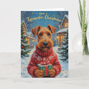 Toller Airedale Terrier Weihnachtsgruß Karte
