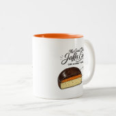 Toller britischer Jaffa Cake - Kuchen oder Kekse? Zweifarbige Tasse (VorderseiteRechts)