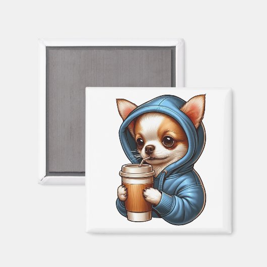 Toller Chihuahua-Drink-Kaffee aus dem Cup Magnet (Vorderseite/Rückseite)