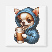 Toller Chihuahua-Drink-Kaffee aus dem Cup Magnet (Vorne)