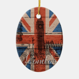 Toller cooler trendiger alter Holz-Grunge-U.K.-Fla Keramikornament