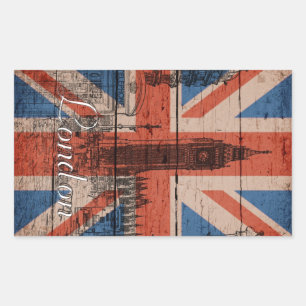 Toller cooler trendiger alter Holz-Grunge-UK-Flagg Rechteckiger Aufkleber