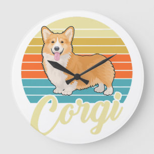 Toller Corgi 1970er Vintage Retro Große Wanduhr
