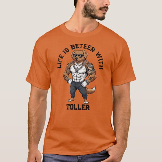 Toller Dog, muscular, tattooed, bodybuilder  T-Shirt (Vorderseite)