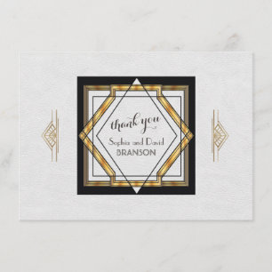 Toller Gatsby Gold Weiße Art Deco Hochzeit DANKE