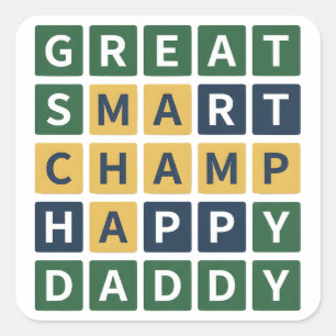 TOLLER KLUGER CHAMPION GLÜCKLICHER VATER Wordle-St Quadratischer Aufkleber