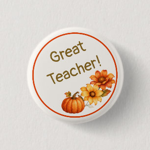 Toller Lehrer Herbstblumen-Button Button
