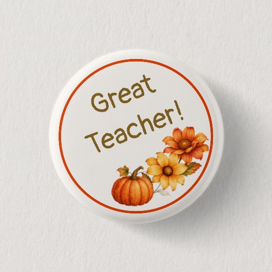 Toller Lehrer Herbstblumen-Button Button (Vorderseite)