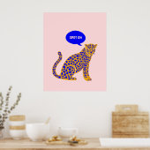 Toller Leopard Eclectic Maximalist Rosa Poster (Küche)