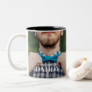 Toller Papa seit 20XX Einfaches Elegantes Foto Zweifarbige Tasse