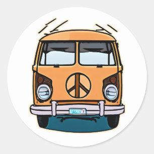 Toller Retro-Hippie-Van in Vintage-Farben Kunst Runder Aufkleber