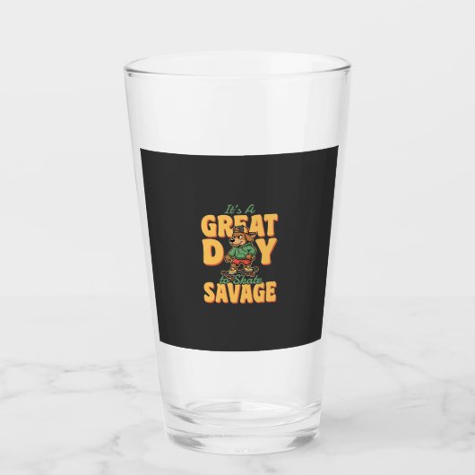 Toller Skate-Hund-Savage-Tag Glas (Vorderseite)