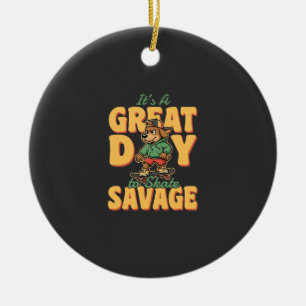 Toller Skate-Hund-Savage-Tag Keramik Ornament