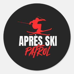 Toller Skifahrer 80er Retro Après-Ski-Patrouillenb Runder Aufkleber