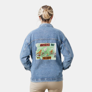 Toller Tag mit Freunden - Hunde und Katzen auf Fah Jeansjacke