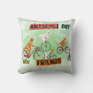 Toller Tag mit Freunden - Hunde und Katzen auf Fah Kissen