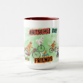 Toller Tag mit Freunden - Hunde und Katzen auf Fah Tasse