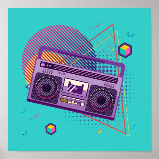 Toller tragbarer Radio-Kassettenspieler aus den 80 Poster (Vorne)