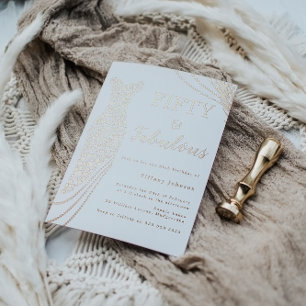 Tolles 50. Rose Gold Foil Dress 50. Geburtstag Folieneinladung