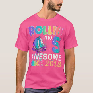 Tolles 5-jähriges Mädchen Rollschuhfahren 5. Gebur T-Shirt