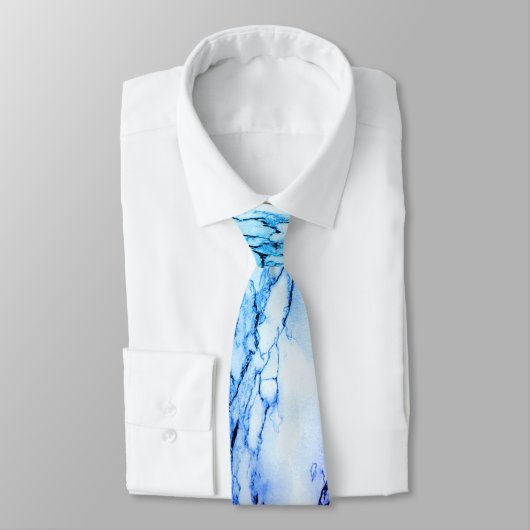 Tolles Blau zu Pflaumenader-Marmor-Optik Krawatte (Gebunden)