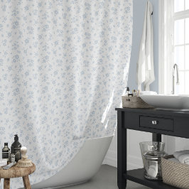 Tolles Blumenmuster Küstenhaus Blau Weiß Duschvorhang