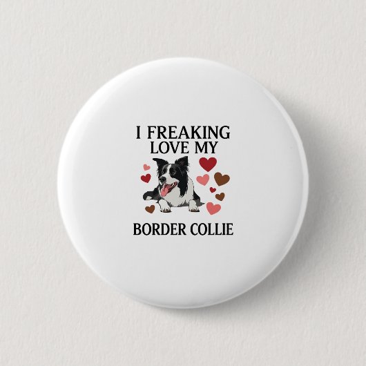 Tolles Border Collie Hund Herz_1 Button (Vorderseite)