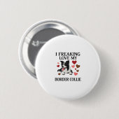 Tolles Border Collie Hund Herz_1 Button (Vorne & Hinten)